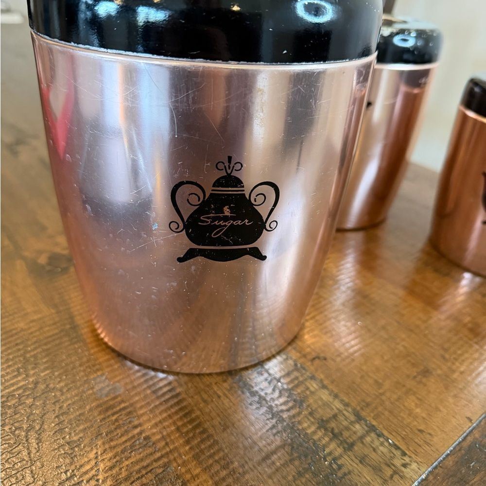 West Bend Copper Colored Aluminum Canisters Coffee-Sugar-Tea - Picture 3 of 10